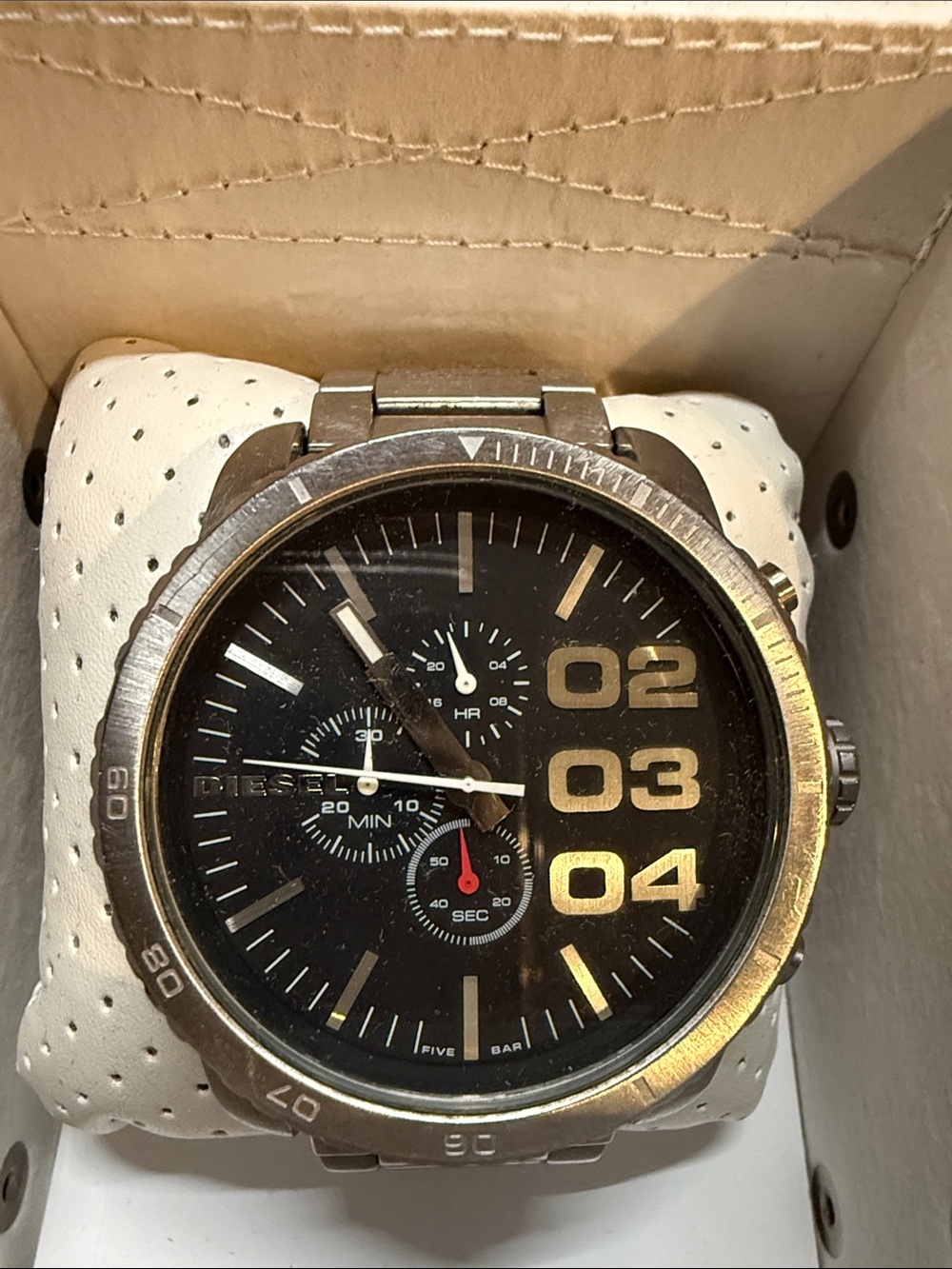Diesel Silver-Tone Bracelet Black Dial Chronograph Watch